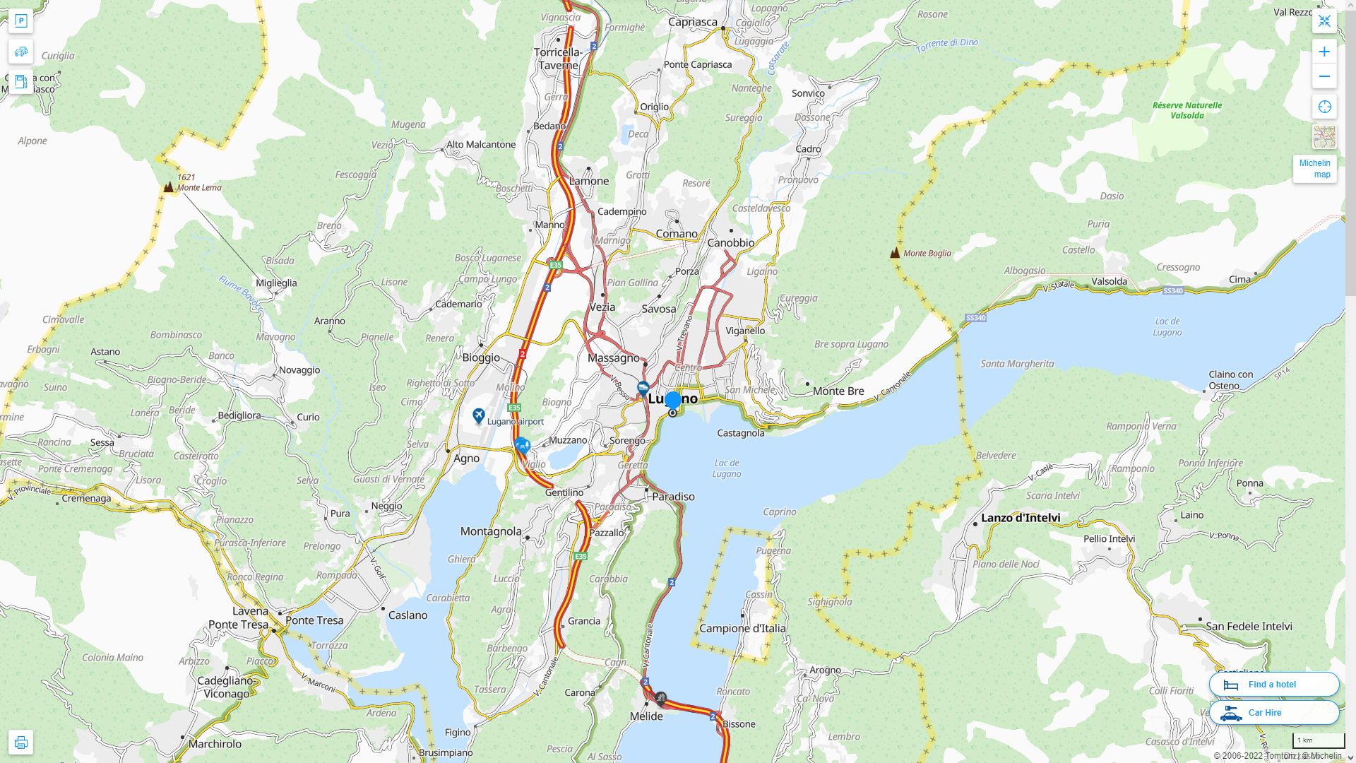 Lugano Suisse Autoroute et carte routiere